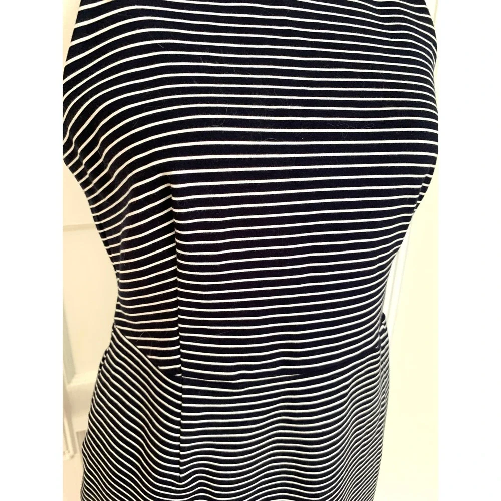 Banana Republic Sleeveless Ponte Sheath Dress Navy White Stripe Career Size 6
